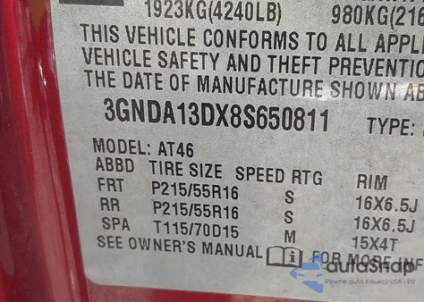 2008 Chevrolet Hhr Ls z USA, uszkodzony, nr VIN 3GNDA13DX8S650811